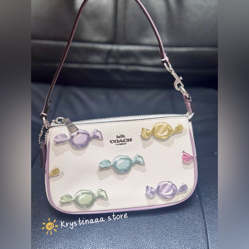 COACH Nolita 19 With Candy Print Coated Canvas & Leather Bag CDC26 Chalk/Jasmine
